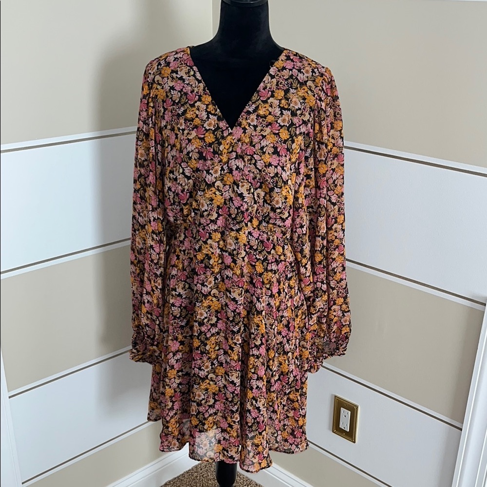 City Chic Orange Brown Tiered Buttoned Sundress👗☀️size 18💗GUC💗